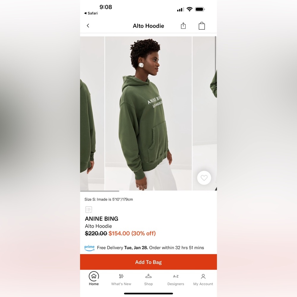 Anine Bing  alto sweatshirt olive green